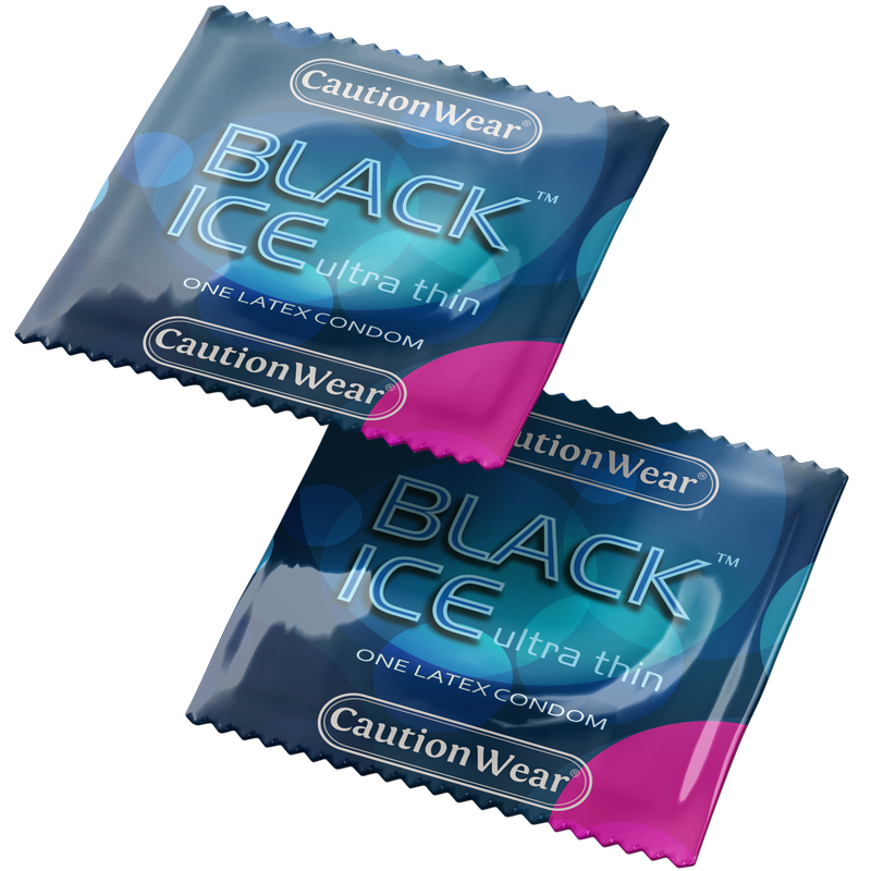 Caution Wear Black Ice Condom